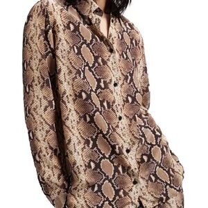 ✔️56 The Kooples Brown Snakeskin 100% silk Shirt